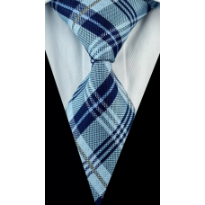 stropdas lichtblauw donkerblauw ruit motief